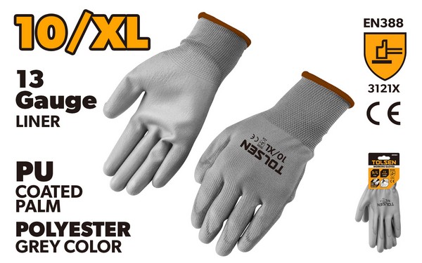 RUKAVICE RADNE (PU PREMAZANE SIVE) 10 (XL)
