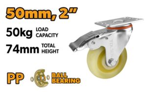 KOTAČ ZA KOLICA OKRETNI SA KOČNICOM 50 MM - MAX. 50 KG