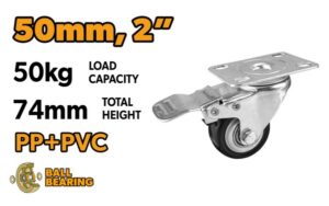 KOTAČ ZA KOLICA OKRETNI SA KOČNICOM 50 MM - MAX. 50 KG