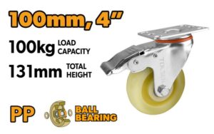 KOTAČ ZA KOLICA OKRETNI SA KOČNICOM 100 MM - MAX. 100 KG