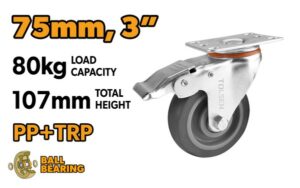 KOTAČ ZA KOLICA OKRETNI SA KOČNICOM 75 MM - MAX. 100 KG
