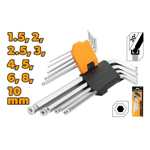 TO20053 SET IMBUS KLJUČEVA SA KUGLICOM 9 KOM 1.5-10 MM