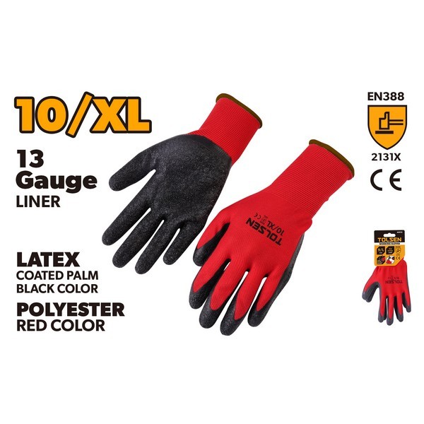 RUKAVICE RADNE LATEKS OBLOŽENE CRVENE 10 (XL)