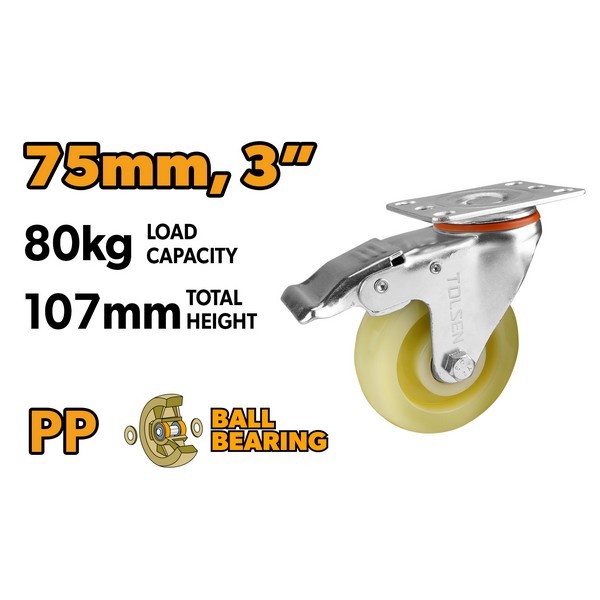 KOTAČ ZA KOLICA OKRETNI SA KOČNICOM 75 MM - MAX. 80 KG
