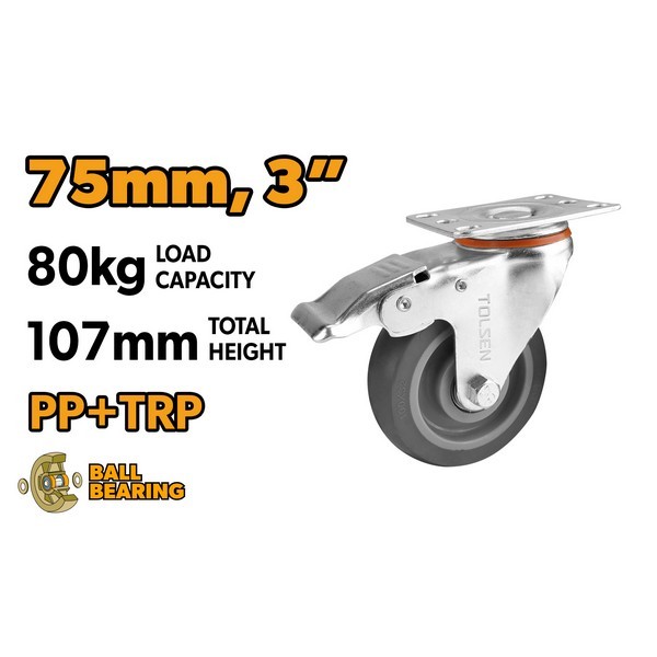 KOTAČ ZA KOLICA OKRETNI SA KOČNICOM 75 MM - MAX. 100 KG