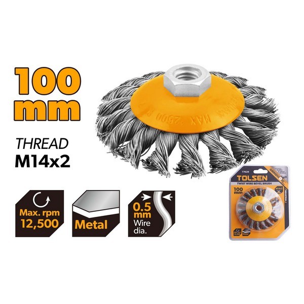 ČETKA ŽIČANA OKRUGLA UVIJENA PL 100 MM - M14