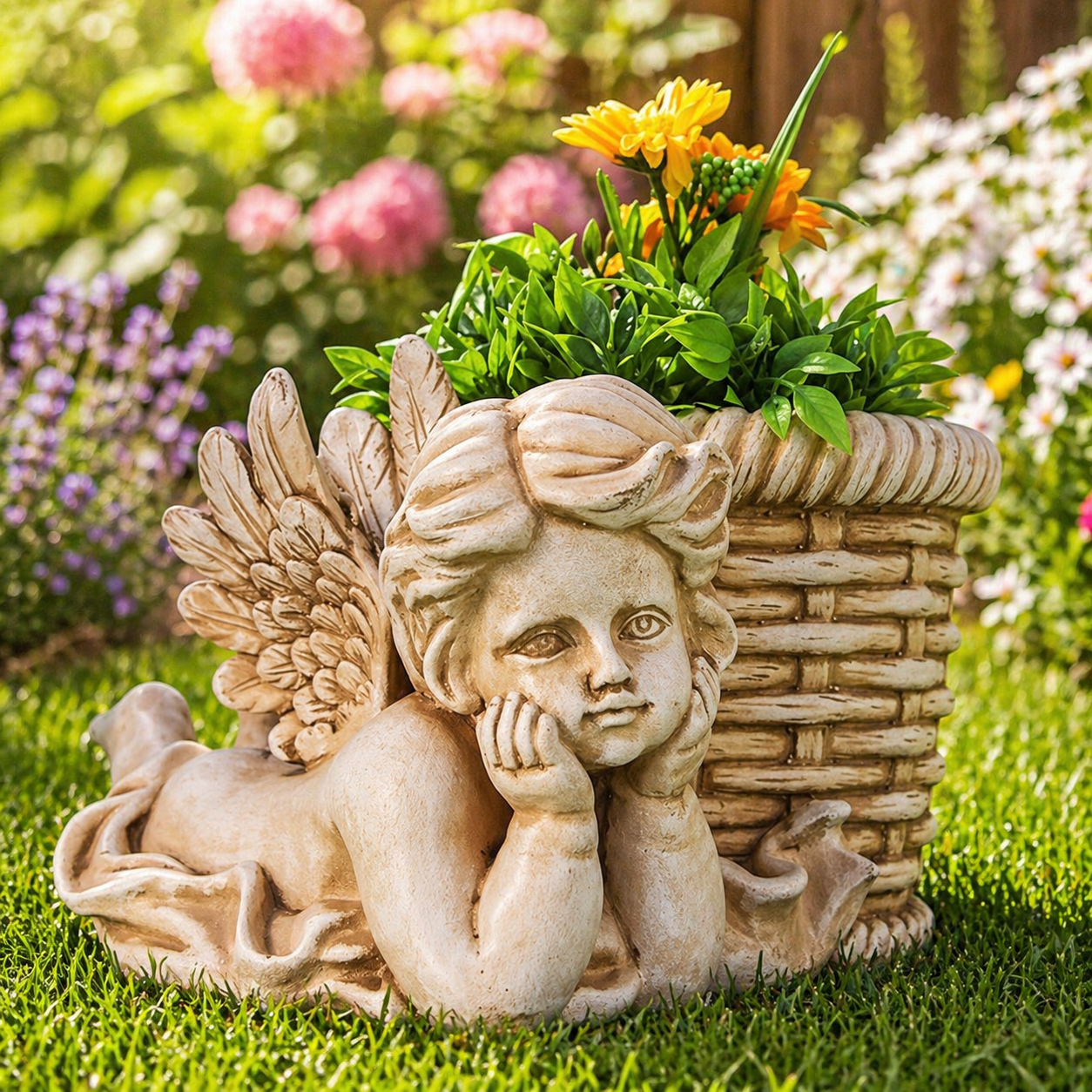 FCNF13230-1 VRTNA DEKORACIJA ANĐEO SA TEGLOM 23.8*23.8*14.8CM