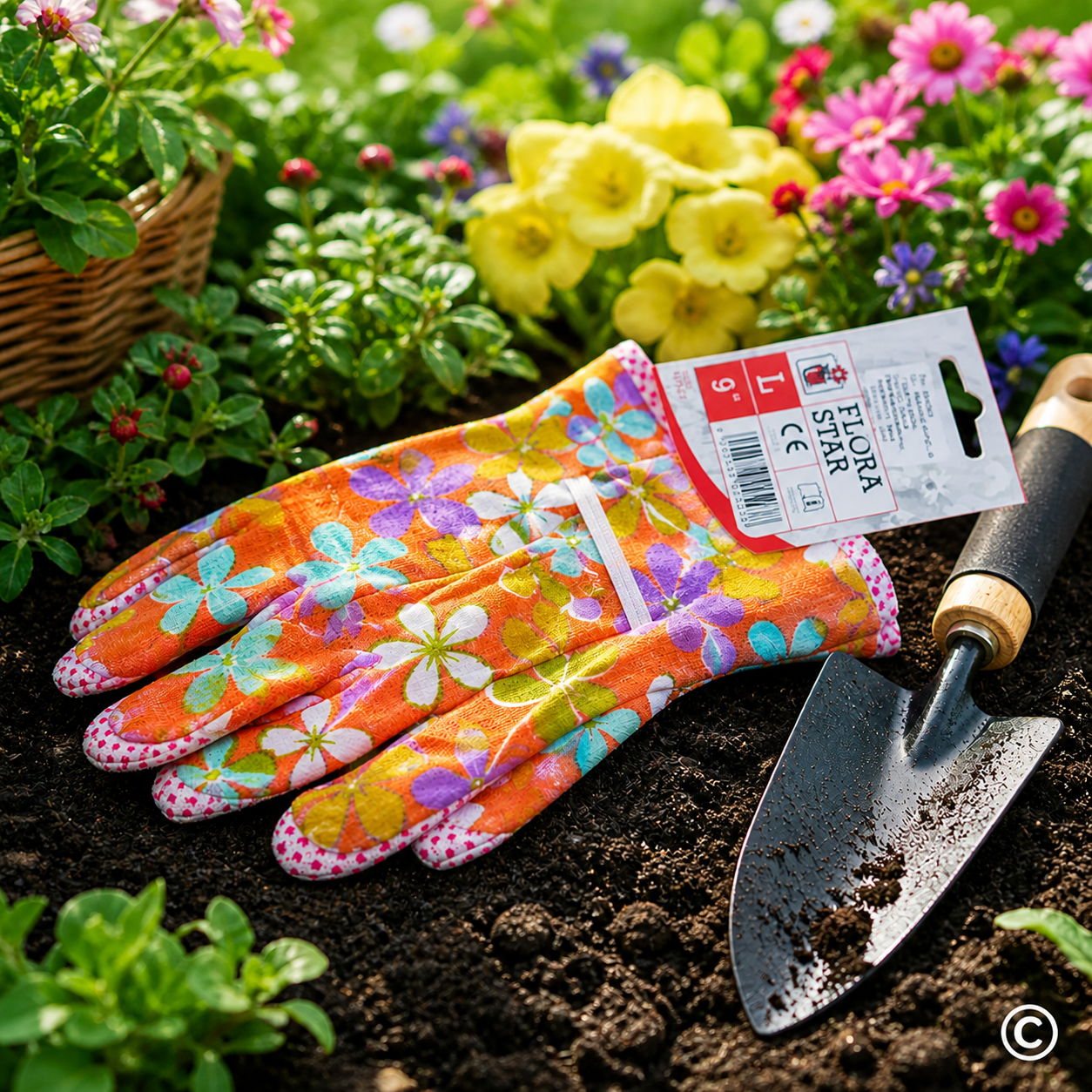 SC42523 RUKAVICE FLORASTAR VRTNE L/9" CVJETNI DEZEN