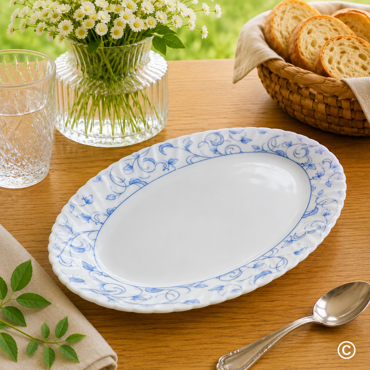 WELHYP140/2-1 TANJUR OVALNI 35,5 CM (14") PLAVI DEKOR