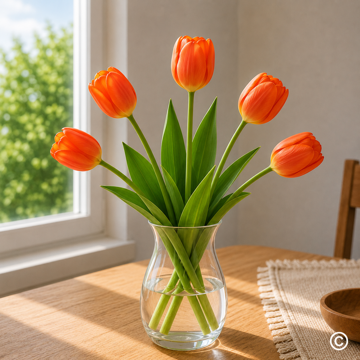 BUKET TULIPANA 5 CVIJETOVA 38 CM - NARANČASTI
