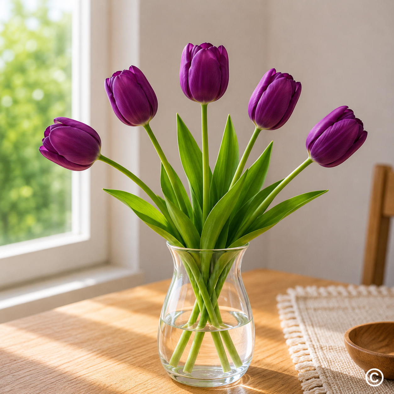 BUKET TULIPANA 5 CVIJETOVA 38 CM - LJUBIČASTI