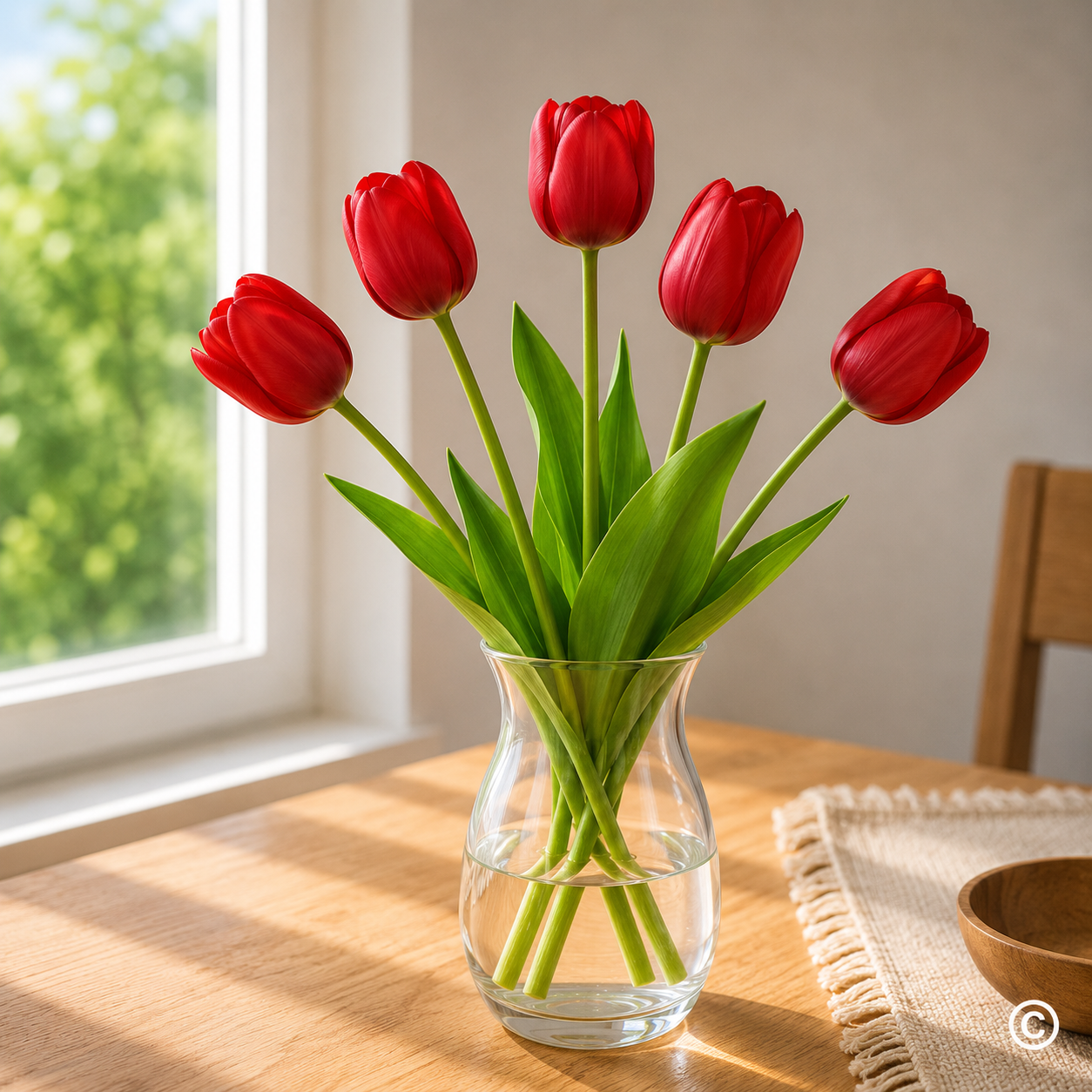 BUKET TULIPANA 5 CVIJETOVA 38 CM - CRVENI