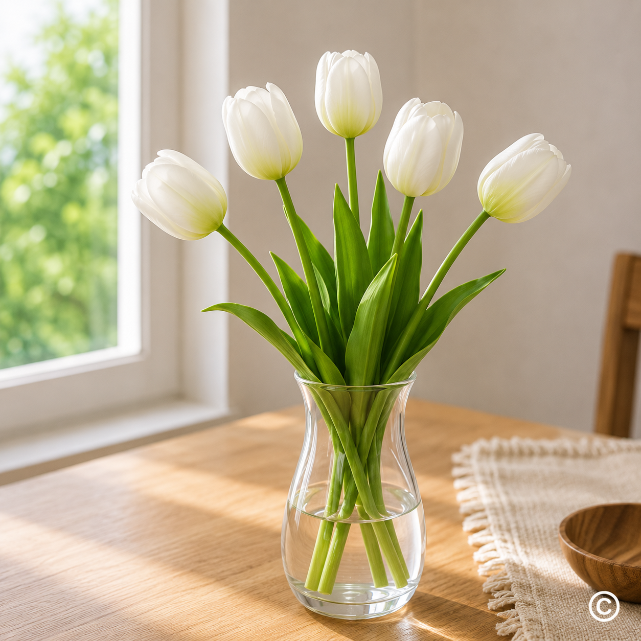 BUKET TULIPANA 5 CVIJETOVA 38 CM - BIJELI