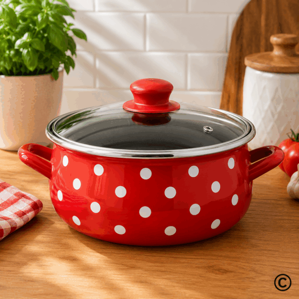 ZDJELA DUBOKA TRB.S POKL.20CM 4L,TOČKICA/CRVENA