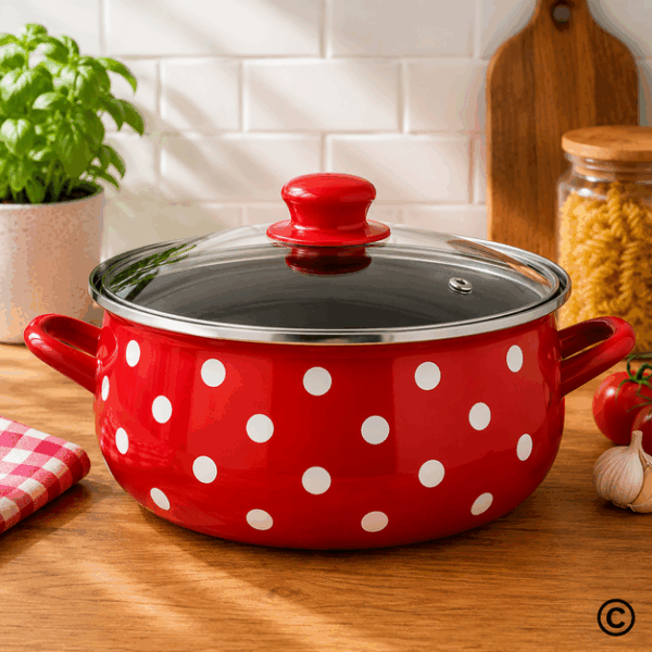 ZDJELA DUBOKA TRB.S POKLO.24 CM 6L, TOČKICA/CRVENA