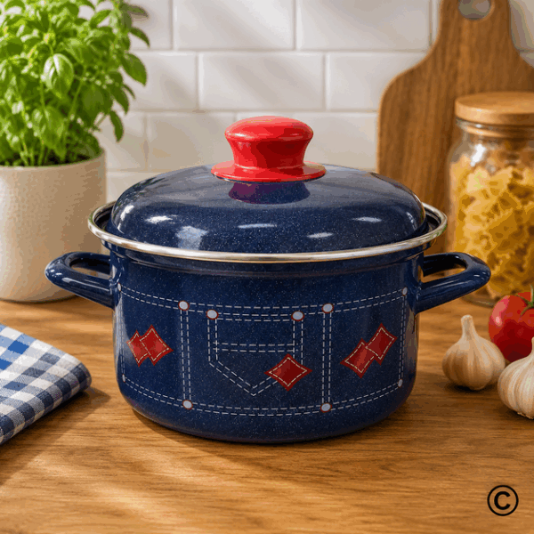LONAC VISOKI SA POKLOPCEM 22 CM-5 L DEKOR JEANS