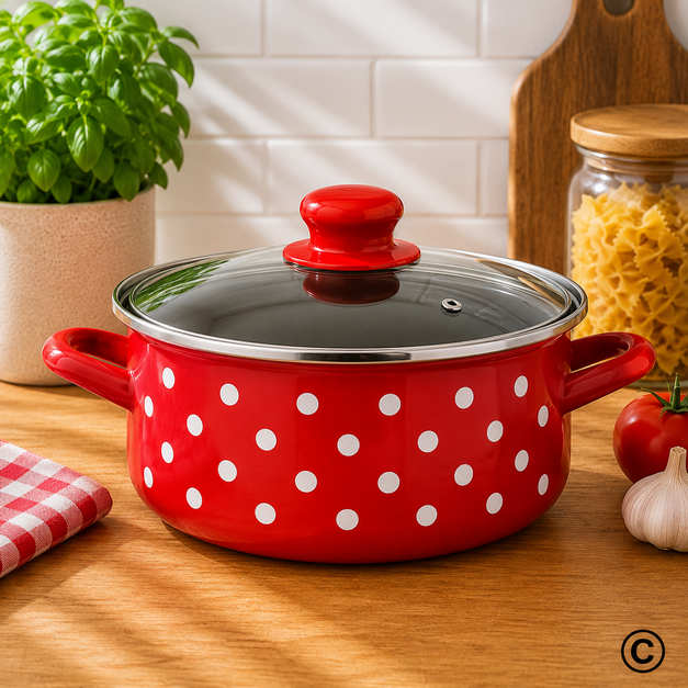 EM308820DC LONAC NISKI S POKLOPCEM 20 CM-3 L TOČKICA CRVENA