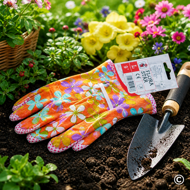 SC42523 RUKAVICE FLORASTAR VRTNE L/9" CVJETNI DEZEN