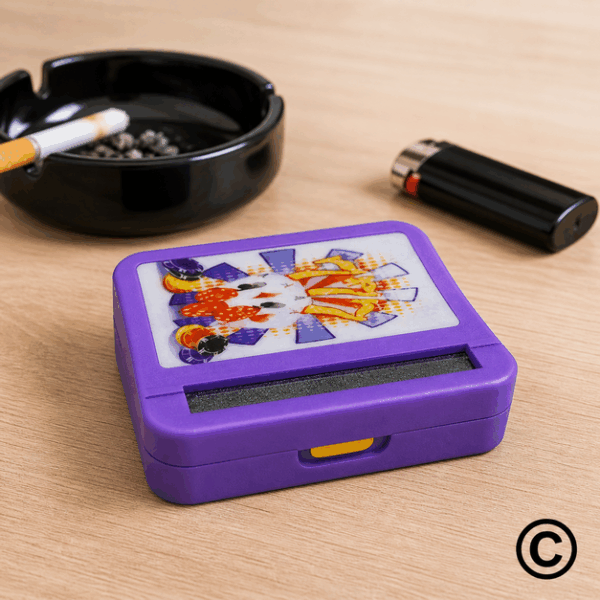 ETUI ZA CIGARETE SA MOTALICOM PVC 10X9X2,5 CM