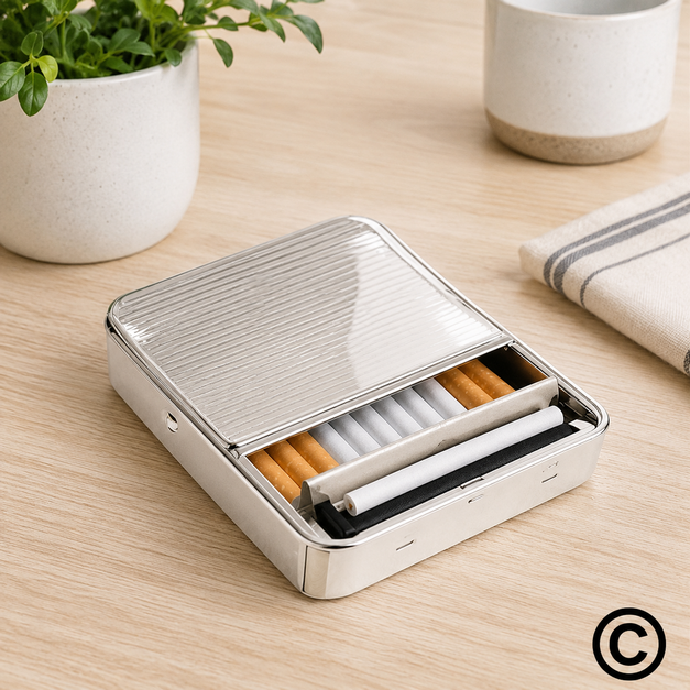 YWC3-7527-2 ETUI ZA CIGARETE SA MOTALICOM METALNI 9X8X2 CM