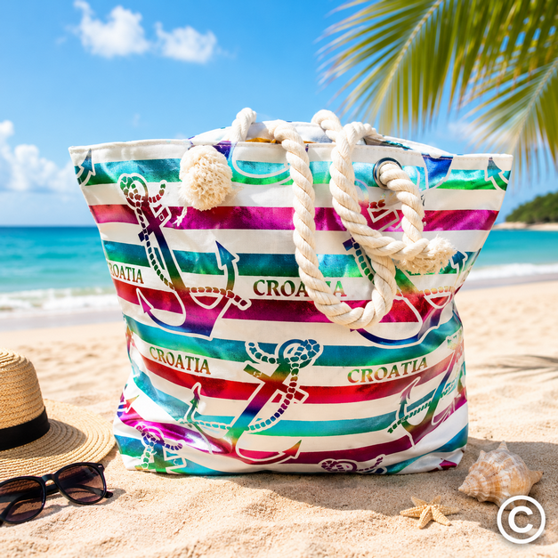YWF1-11155-4 TORBA ZA PLAŽU 46X35X12 CM ŠARENA